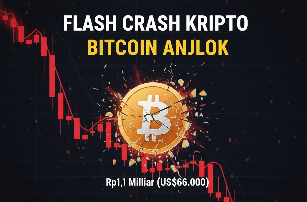 "Flash Crash" Guncang Pasar Kripto: Bitcoin Anjlok ke Level Rp1,1 Miliar (US$66.000)